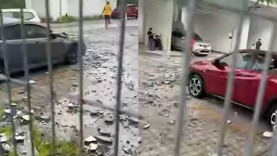 Photo of 暴风雨致外墙脱落 砸毁多辆车