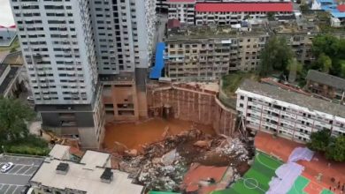 Photo of 中国湖南邵阳小学 操场塌陷现巨坑