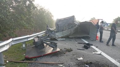 Photo of 罗里与轿车相撞 南北大道5公里路段封闭