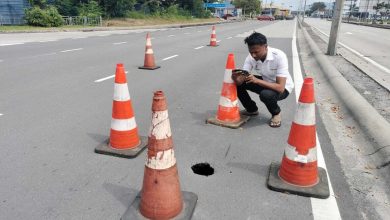 Photo of 北海外环公路往王俊畅路 出现手掌大小路洞