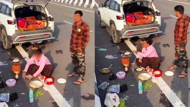 Photo of 【视频】夫妻高速公路旁开灶做饭 网民傻眼：变私人厨房！