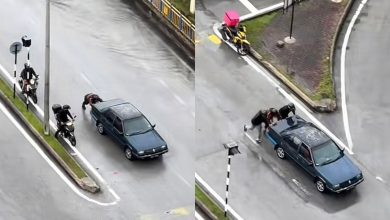Photo of 汽车抛锚路中央 摩多骑士合力推车 网友: 大马人的骄傲
