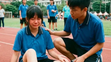 Photo of 女同学赛跑跌倒 男生拍肩安慰一句话遭控性骚扰