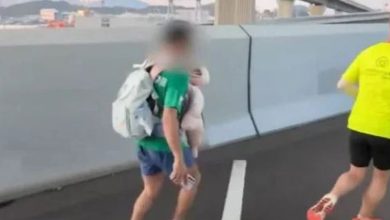 Photo of 男背B跑马拉松主办方挨批 网轰：恐致婴儿脑震荡