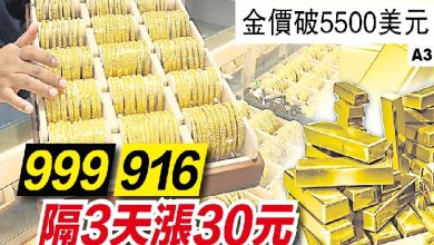 Photo of 金价破5500美元    999 916隔3天再涨30元