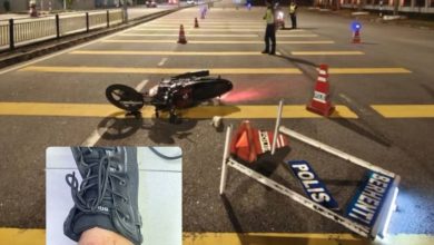 Photo of 摩多失控飞撞路障 元旦夜警员受伤