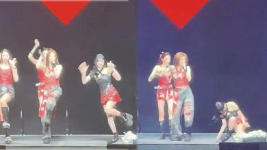Photo of 穿厚底鞋热力开唱 BABYMONSTER Ahyeon没踩稳跌倒