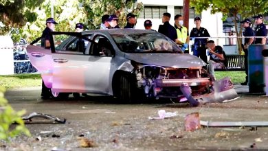Photo of 转弯失控冲入组屋楼下广场 男子被撞飞送院不治