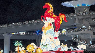Photo of 台15米高红宝马亮灯
