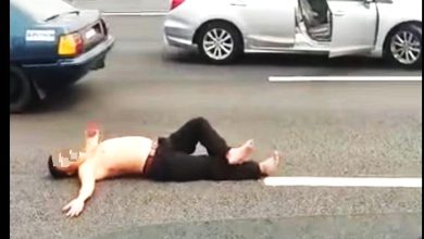 Photo of 視頻〡逆行后脱衣打滚 疑失常男大道撒泼惊险万分