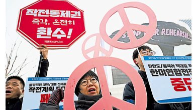 Photo of 韩美启动年度军演 反战民众示威