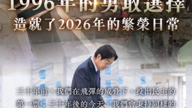 Photo of 台湾总统直选30年 赖清德:有实力才能守住民主自由