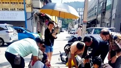 Photo of 摩多相撞酿3伤 热心人为伤者撑伞遮阳