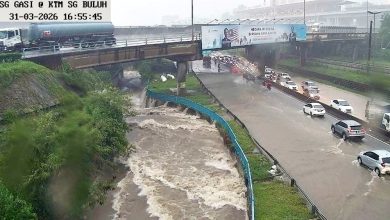 Photo of 双溪毛糯暴雨积水 剩一条车道可通行
