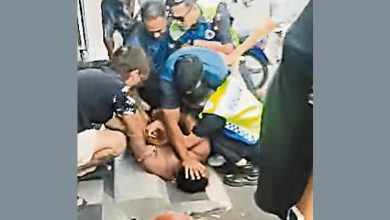 Photo of 持切肉刀籐棍追警 男子被众人合力制伏