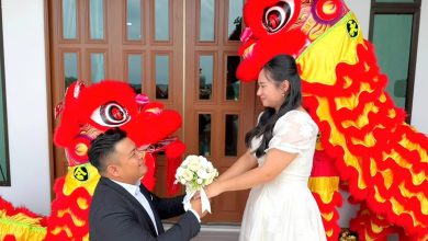 Photo of 张瑞展黄静仪注册结婚 喜狮北狮到场添喜气