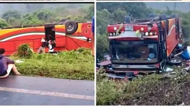 Photo of 雨天路滑超速行驶 巴士转弯翻覆酿8死