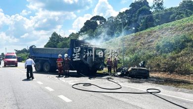 Photo of 罗里追撞起火 休旅车司机受困烧死