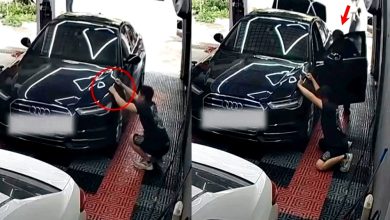 Photo of 男子查车遭引擎盖夹手 女子救援误开后车厢