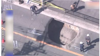 Photo of 日本大阪道路塌陷  3公尺大坑洞
