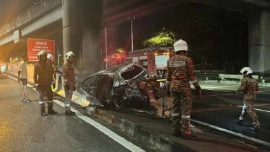 Photo of 轿车失控撞柱起火 2年轻男女当场身亡