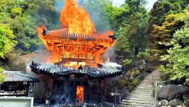 Photo of 供奉1200年“不灭之火” 日本广岛灵火堂遭遇火灾