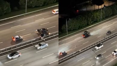 Photo of 已打双闪仍被撞 收费站前连环车祸