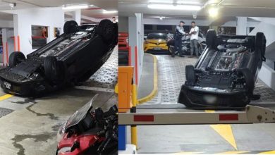Photo of 离奇翻车！轿车停车场内四轮朝天  41岁女司机轻伤拒送院