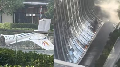 Photo of 北京第一高楼遭小型飞机撞击 残骸散落街头
