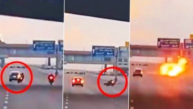 Photo of 汽车突变道 2重型摩多碰撞爆炸起火
