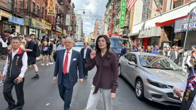 Photo of 郑丽文访纽约华埠 世界战火频仍华人要扮演关键力量