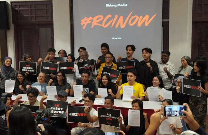 “逮捕阿占巴基”运动今日召开新闻发布会,宣布重组为“#RCINOW”。(RCINOW秘书处供图)