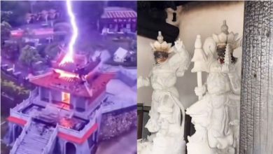 Photo of 福建刚建新庙遭雷击 四大天王神像烧黑脸