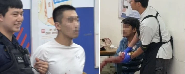 张姓嫌犯(左图左二)坦承与伤者(右图右二)互不认识,更完全忘记砍人的原因。(ETtoday新闻云照片)