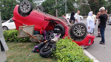 Photo of 重型摩多撞飞闯红灯轿车 志警魂断路口