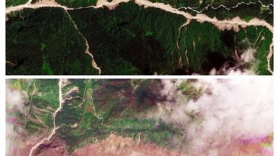 Photo of 中国尼泊尔边境泥石流 卫星图揭示灾后变化明显