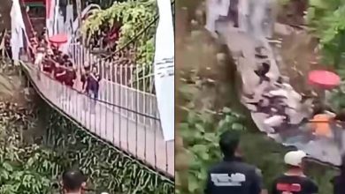 Photo of 刚剪彩就垮!50人一踏上 印尼吊桥变形坍塌