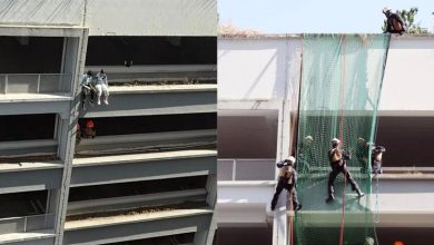 Photo of 2少女危坐7楼墙沿 清洁工急报警救人