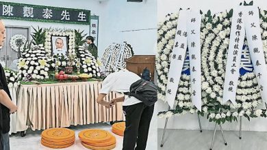 Photo of 陈观泰追悼会 钱嘉乐夫妇送花圈