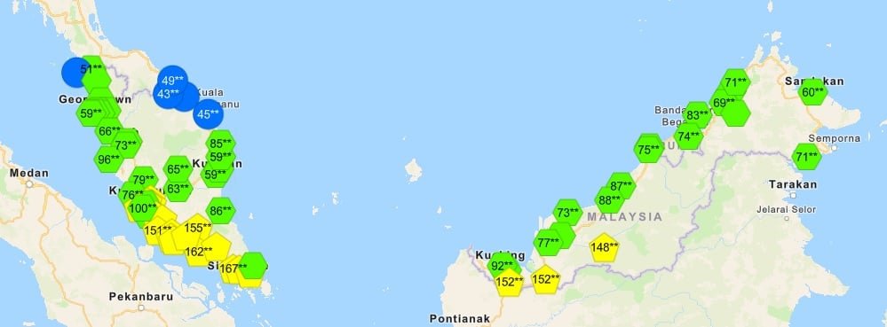 全国21地区API破百 芙蓉167点全国最高