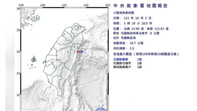Photo of 台湾花莲近海  3.5级轻度地震