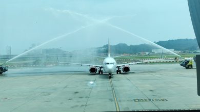 Photo of 峇迪航空巴淡岛直飞槟城  首航抵槟获水门礼迎接